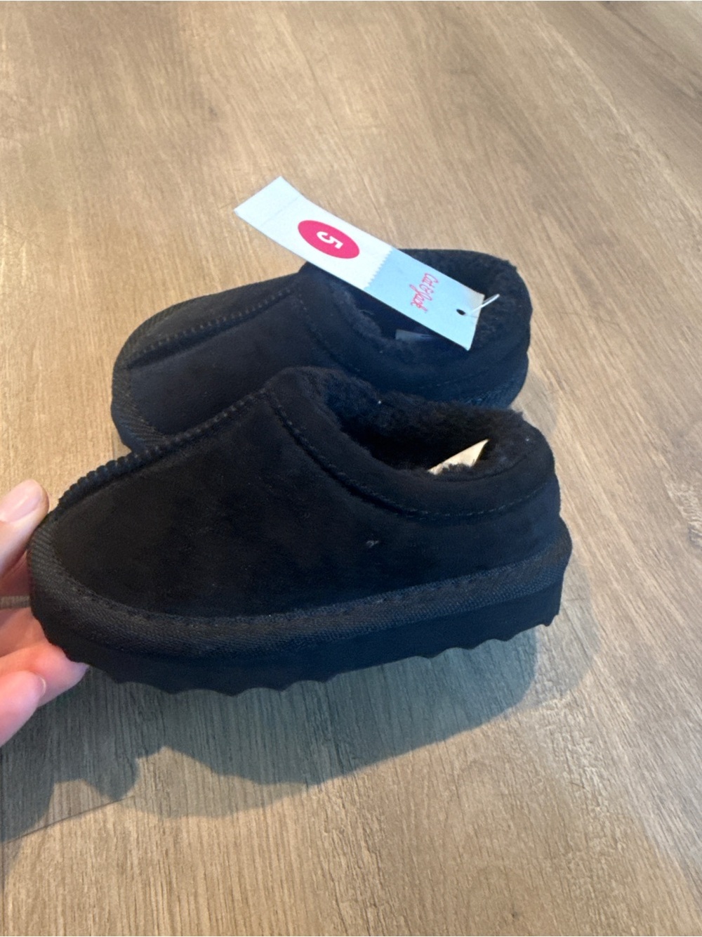 Cat & Jack Black Kids Slip-On Cozy Slippers